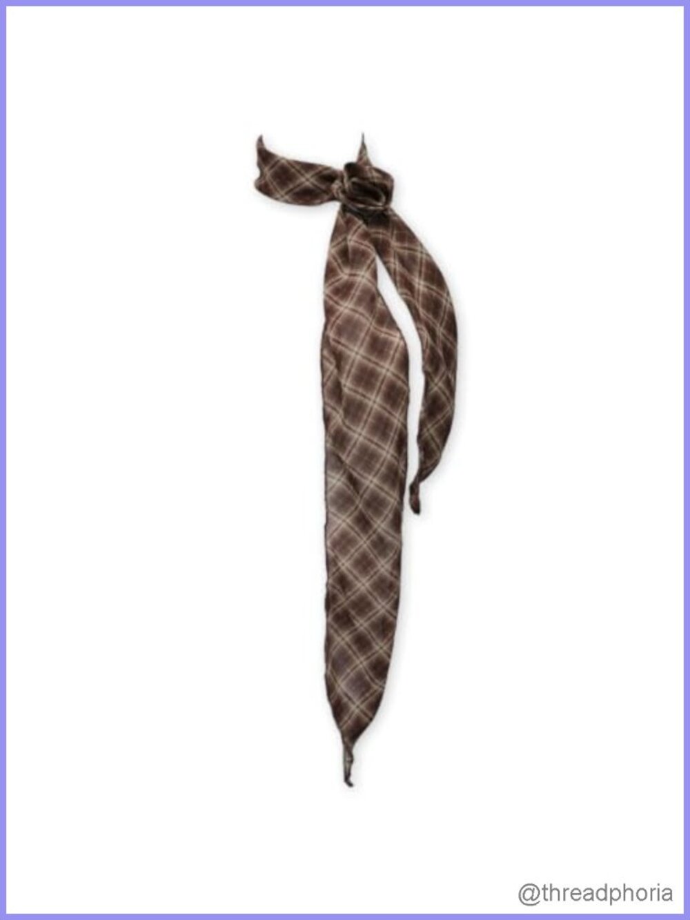 Plaid Chiffon Skinny Scarf with Rose Clip for Women
